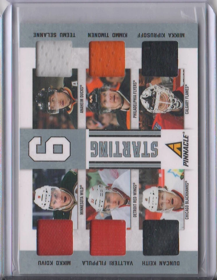 2012-13 PANINI PINNACLE STARTING 6 JERSEY CARD SELANNE KEITH KIPRUSOFF KOIVU #29 - Image 1 of 2