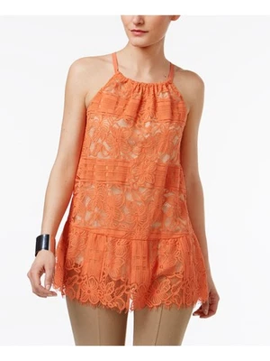 Camiseta sin mangas halter de encaje coral sin mangas ALFANI para mujer talla: 4 Foto 1 de 4