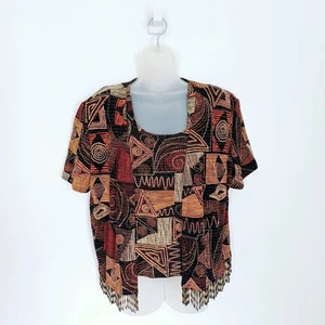 Joseph Ribkoff Top Gr. 16 Mehrfarbig Trägershirt Jacke Perlenmuster Vintage - Bild 1 von 24
