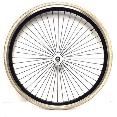 700c Front Bicycle Black Wheel 48 SPOKES  28C White Tire Road Fixie Bike #H82 - Image 1 of 4