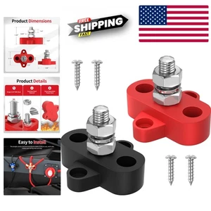 Heavy Duty 12V 250A Power Junction Block 2 Poles Surface Mount Automotive Marine - Picture 1 of 8