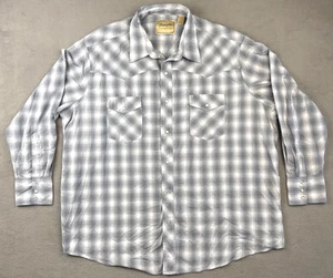 Wrangler Western Shirt Mens 2XL Gray Plaid Pearl Snap Short Sleeve Cowboy Rodeo - Picture 1 of 11