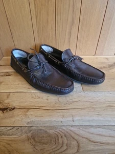 Marks & Spencer Collezione Leather Brown Mens Boat Deck Loafers Lace Up UK 8 - Picture 1 of 8