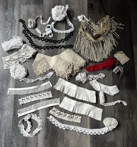 Vintage Häkelspitze Borte Konvolut Gimp Verzierungen Basteln Nähen (*4) - Bild 1 von 7