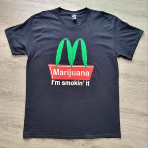 Vintage WEED Shirt L Y2K McDonalds Parody Blunt Fast Food Gildan Stoner Drugs - Picture 1 of 6