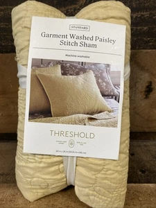 Threshold Standard Size Garment Washed Paisley Stitch Quilt Sham - Wheat - Picture 1 of 8