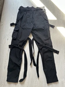 Diesel Cargo Pants Bandage Avant Garde Y2K Vintage Black Size 27 - Picture 1 of 12