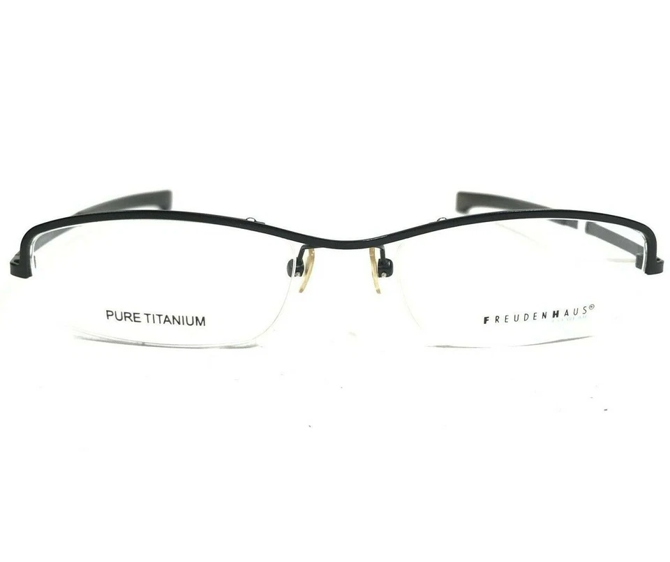 Armações de óculos Freudenhaus Tim-Tim BLK preto retangular meia aro 51-19-125 - Imagem 1 de 4