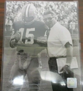 Foto 8 X 10 de Bart Starr #15 y Vince Lombardi, Green Bay Packers con certificado de autenticidad - Imagen 1 de 4