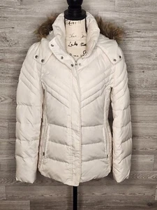 Kenneth Cole Reaction Down Puffer Jacket Removeable Faux Fur Hood Women's Size L - Picture 1 of 6