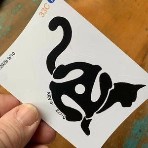 ADESIVO 45 giri adattatore disco - vinile - gatto gattino - gattino - Foto 1 di 1