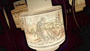 GROSSO LAMPADARIO ANTICO ANNI 40/50 CHANDELIER LUSTRE - Picture 1 of 9