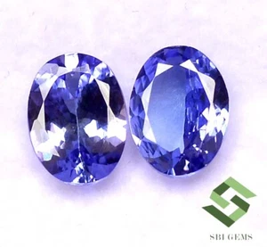 8x6 mm Certified Natural Tanzanite Oval Cut Pair 2.01 CTS Lustrous Loose Gems - Picture 1 of 4