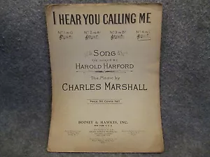 Spartiti musicali vintage 1908 Harold Harford Charles Marshall I Hear You Calling Me - Foto 1 di 3