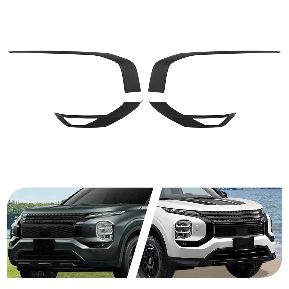 Black Front Side Grille Molding Cover Trim For Mitsubishi Outlander 2022-2024 Foto 1 de 4