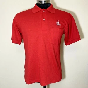 Polo vintage anni 80 Big Bear supermercato supermercato MEDIA manica corta rossa USA - Foto 1 di 7