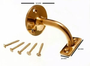 Stair hand rail bracket solid polished brass 2.5 inch + screws Qty. pack of 6 - Picture 1 of 1