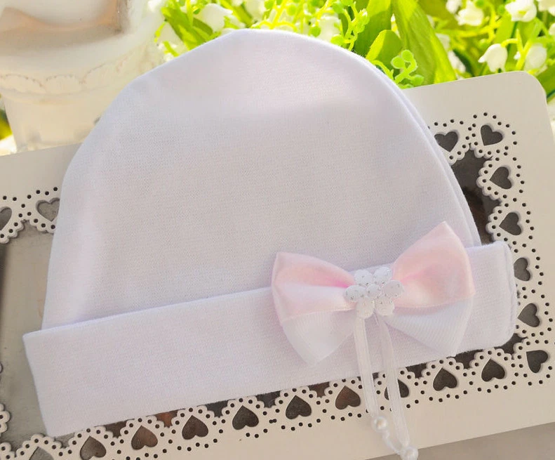 LA BORTINI Erstlingsmütze Baby Mütze weiß 50 56 62 68 74 Mützchen Taufe Schleife