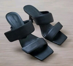 Sandalias Nordstrom Open Edit Talla 8 Negras Tacones Sin Cordones Correa Ajustable - Imagen 1 de 5