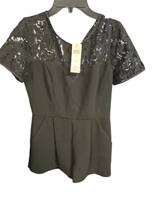 BCBG Generation Black Lace romper Women's Size 6 - Picture 1 of 10