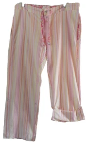 Vintage Victoria’s Secret pajama pants Small womens pink stripe roll tab - Picture 1 of 5