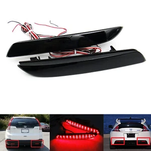 2x For Honda CRV CRZ Insight Black Smoked Bumper Reflector LED Tail Brake Lights - Picture 1 of 12