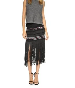 Falda De Colección Y2K Negra Flecos Vaquero Occidental Gótico Whimsey Indie Sleaze Boho - Imagen 1 de 24