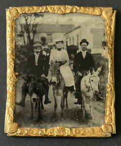 1850s Daguerreotype Photograph - Riding Donkeys, Scalby Mills Hotel Scarborough