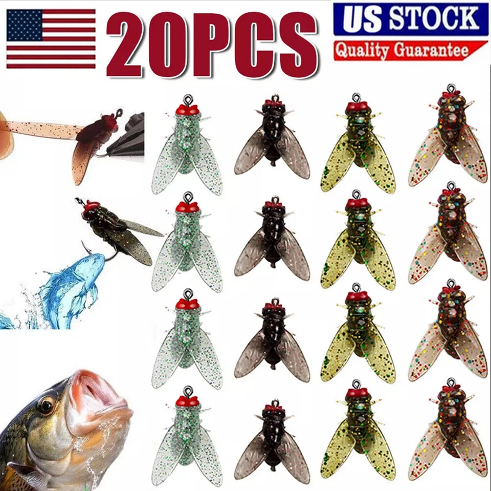 20Pcs Bionic Fly Fishing Bait Color Small Fly Hook Fly Fishing Bait Fishing Gear - Image 1 of 4