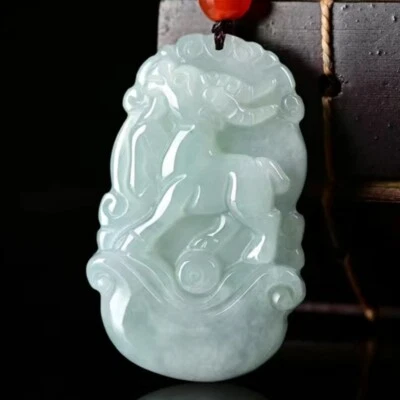 Natural Authentic Green A Jade Jadeite China Style Sheep Pendant 生肖羊 Foto 1 de 4