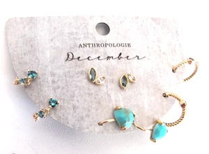 Anthropologie 4er Set Dezember Geburtsstein Türkis Ohrringe Neu mit Etikett - Bild 1 von 3