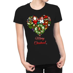 1Tee Damen T-Shirt Merry Christmas Love Herz aus Weihnachten Lieblingsstücke - Bild 1 von 25