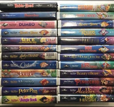 COMPLETE (24) Disney VHS Set LOT All Black Diamond! Animated Classic Collection - Image 1 of 4