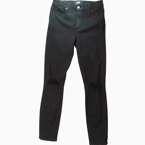 Paige Denim Damenjeans Größe 27 Skinny Hoxton Ankle schwarz Used-Look Knie neu ohne Etikett - Bild 1 von 16