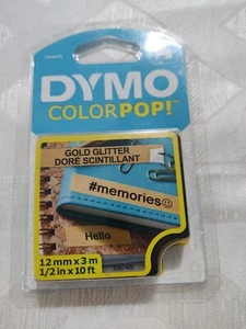 DYMO D1 COLORPOP! Label Tape Gold Glitter w/ Black Letters 12mm x 3m 1/2" x 10ft - Picture 1 of 2