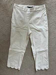 Zac & Rachel Ankle Pants Pull On Skinny Leg Flat Front White Size 10 Stretch EUC - Picture 1 of 4