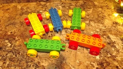 Lego Duplo OEM Brand Car Train Chassis Zoo Circus Lot of 5 Green Yellow Blue Ora - Image 1 of 4