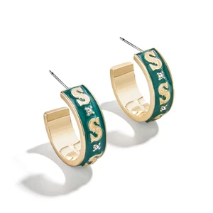 WEAR By Erin Andrews x BaubleBar Seattle Mariners Enamel Hoop Earrings - Picture 1 of 2