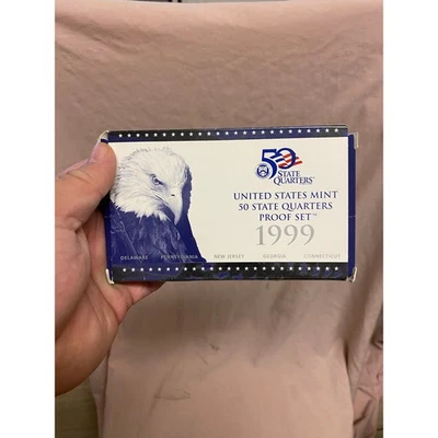 1999 - S US Mint 50 State Quarters Proof Set with OGP, (DE/PA/NJ/GA/CT) New - Image 1 of 3