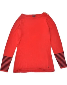 NAUTICA maglione maglione donna collo barca UK 14 medio rosso cotone AE14 - Foto 1 di 3