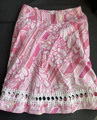 Falda Lilly Pulitzer Línea A Hasta la Rodilla Rosa Flamenco Floral Talla 2 De Colección Foto 1 de 4