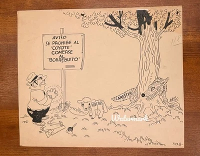 Tinta de dibujos animados políticos raros Andrés Audiffred sobre papel arte mexicano Foto 1 de 2