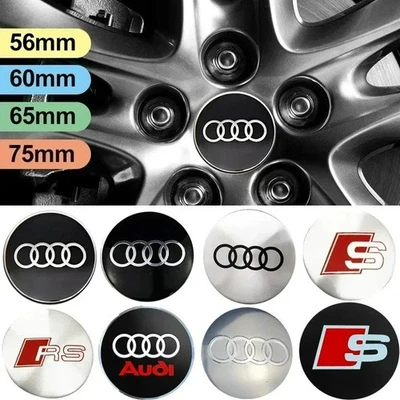 Autocollants de Capuchons de Moyeu de Roue pour Audi S RS A3 A4 A5 Q5, 56mm 60mm - Image 1 of 4