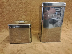 Vintage Lincoln Beautyware Chrome Canister Set Flour & Tea Metal MCM Retro - Picture 1 of 9