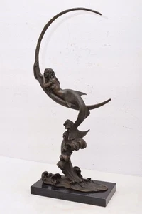 Mermaid on the Moon – Moon – Modern Bronze Sculpture – Decoration - Picture 1 of 6