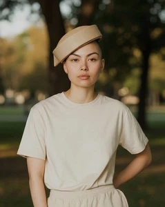 Sombrero de paja vintage para dama de los años 50 John Fredricks New York rosa rubor - Imagen 1 de 3