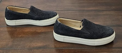 H&M ATELIER Brushed Suede Slip On Shoes Men's Size 10 Black Leather - Image 1 of 4