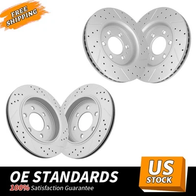 Front Rear Drilled Brake Rotors for 2015-2017 Ford F-150 Lobo Electronic Parking - Image 1 of 4