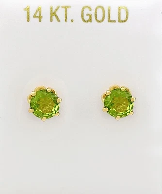 GENUINE 2.10 Cts PERIDOT STUD EARRINGS 14K GOLD - Free Certificate Appraisal - Image 1 of 4