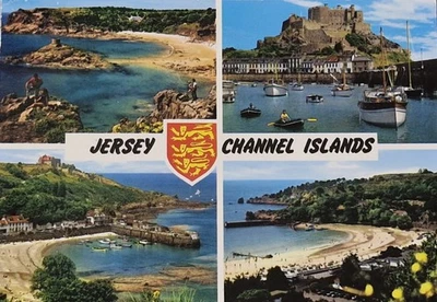 Jersey, Channel Islands Multiview Vintage Postcard Postmark 2 June 1990 - Image 1 of 3